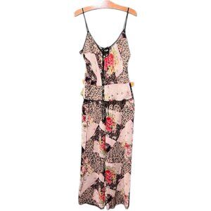 NWT Georgette Leopard Floral Patchwork Pajama Set Two Piece Cami Top